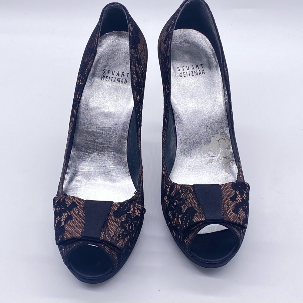 Stuart Weitzman Black/Nude Luxe Lace Pumps *Stunningly Elegant* Size 7.5 M